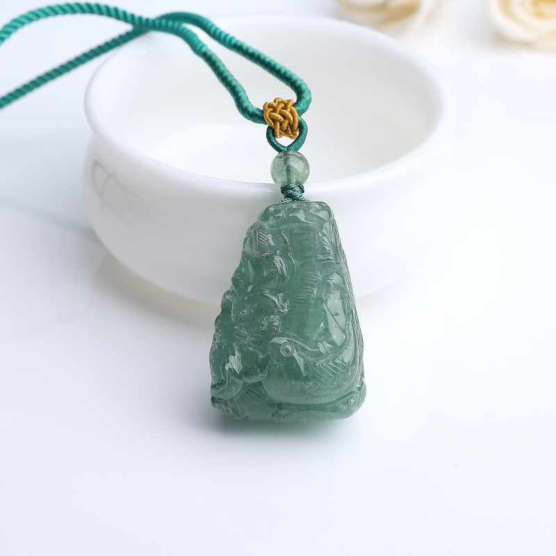 巴西天然绿色碧玺龙吊坠-红掌柜