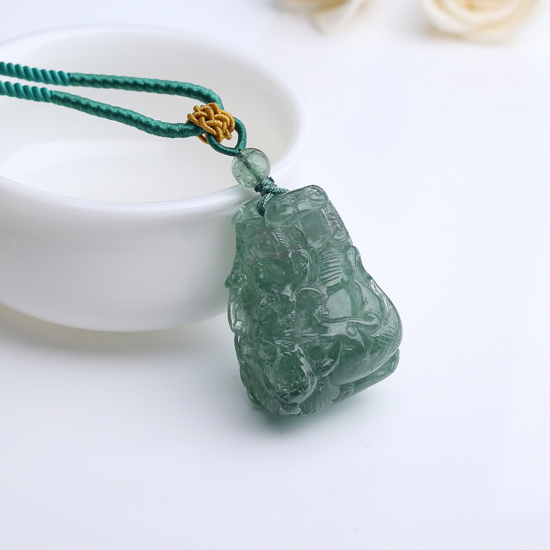 天然绿色碧玺龙吊坠-红掌柜