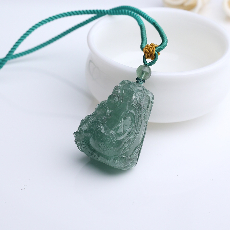 巴西绿色碧玺龙吊坠-红掌柜