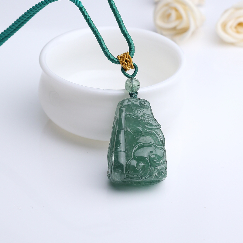 巴西天然碧玺龙吊坠-红掌柜