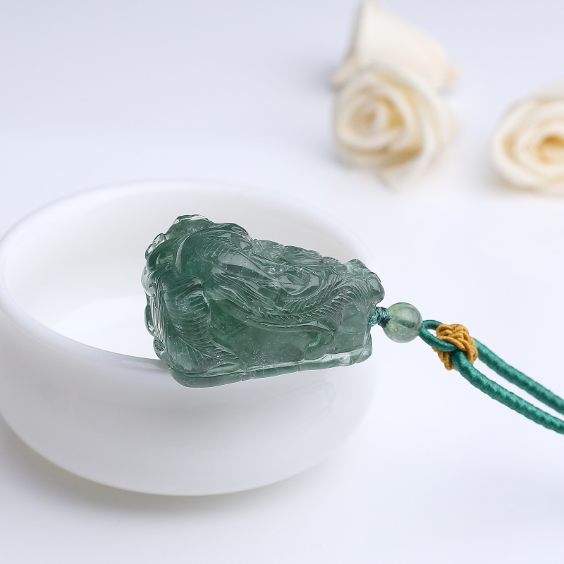 巴西天然绿色碧玺吊坠-红掌柜