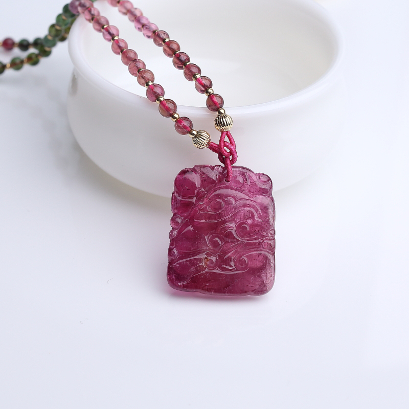 巴西天然碧玺如鱼得水项链-红掌柜