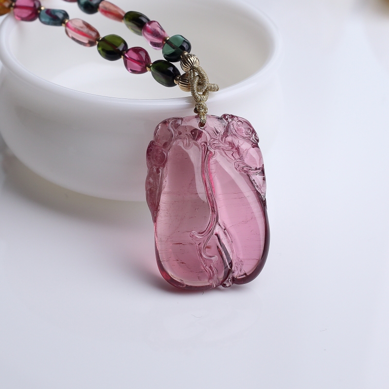 巴西天然碧玺福瓜项链-红掌柜