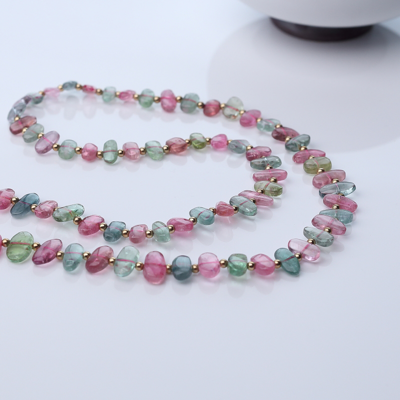 多色碧玺随形项链-红掌柜