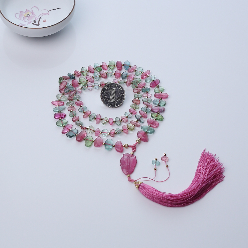 天然多色碧玺项链-红掌柜