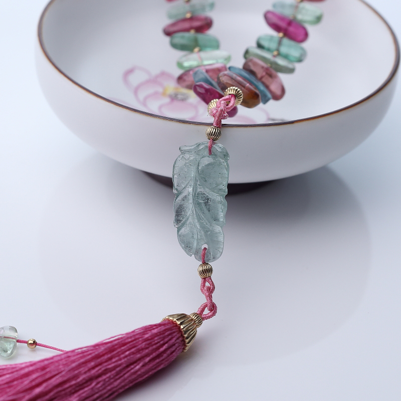 阿富汗天然碧玺随形项链-红掌柜