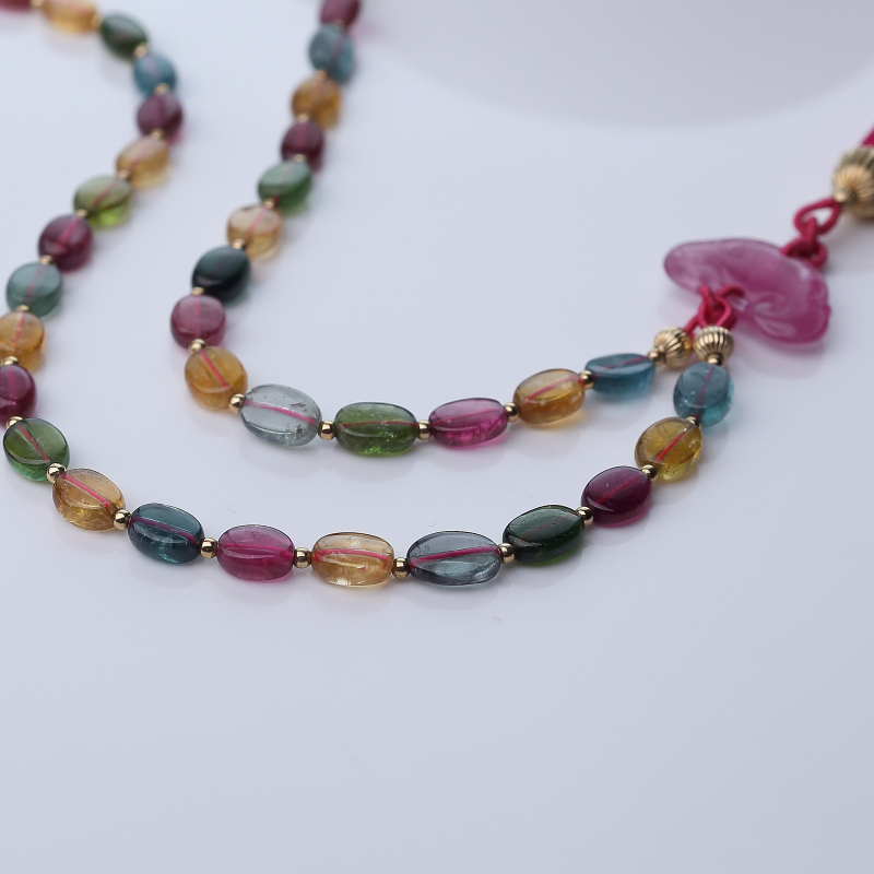 巴西天然多色碧玺项链-红掌柜