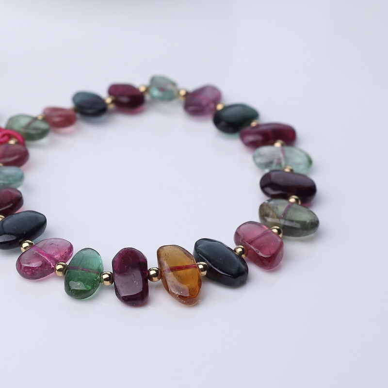 巴西天然多色碧玺手链-红掌柜
