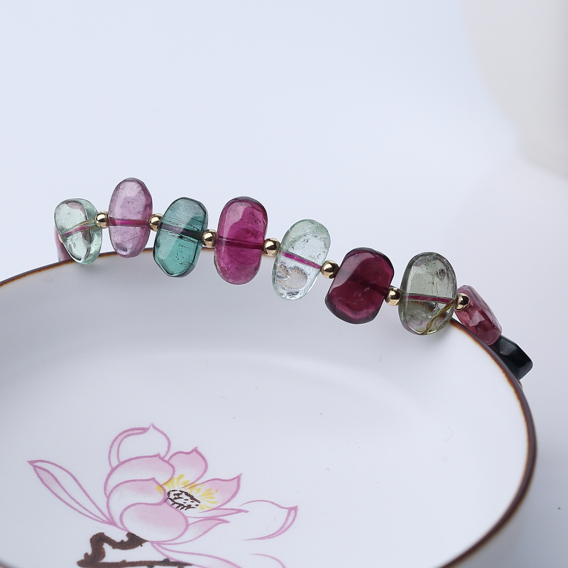 多色碧玺随形手链-红掌柜