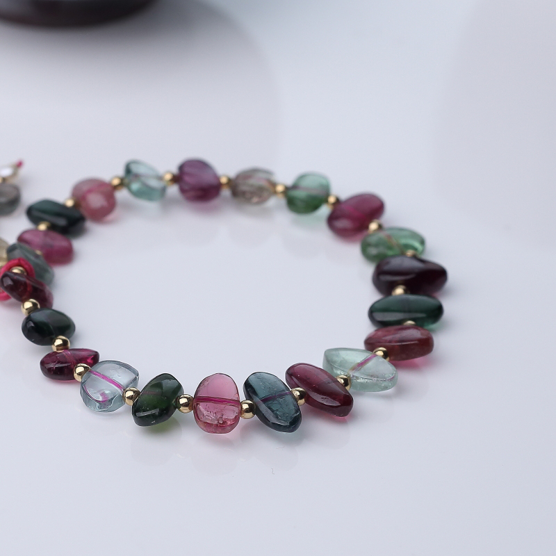 巴西天然多色碧玺手链-红掌柜