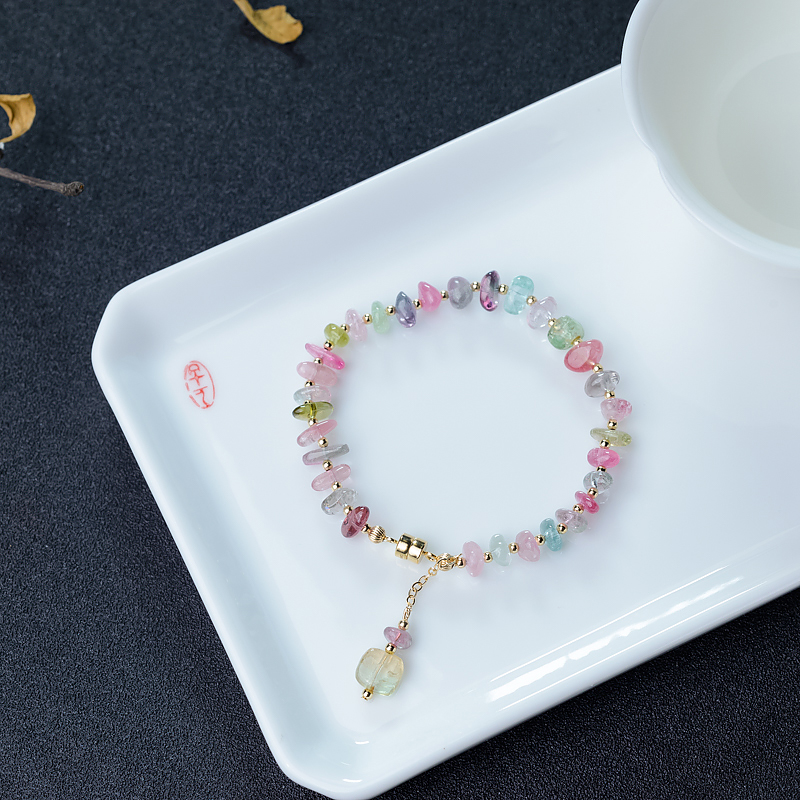 阿富汗多色碧玺随形手链-红掌柜