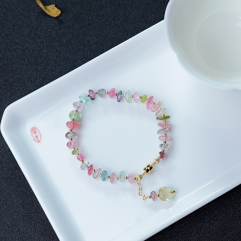 阿富汗天然碧玺随形手链-红掌柜