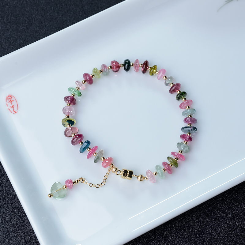 阿富汗天然碧玺随形手链-红掌柜