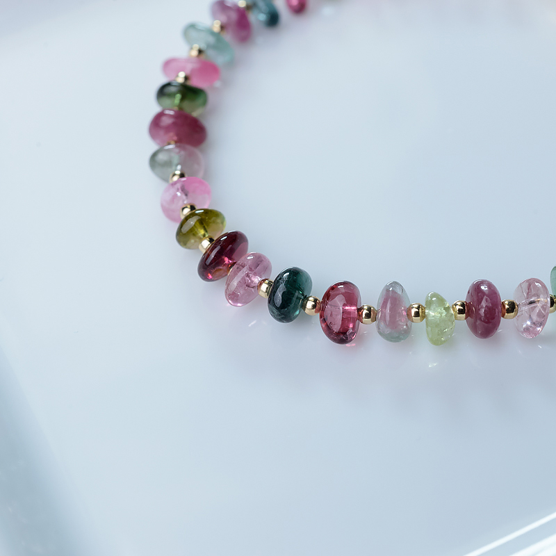 多色碧玺随形手链-红掌柜