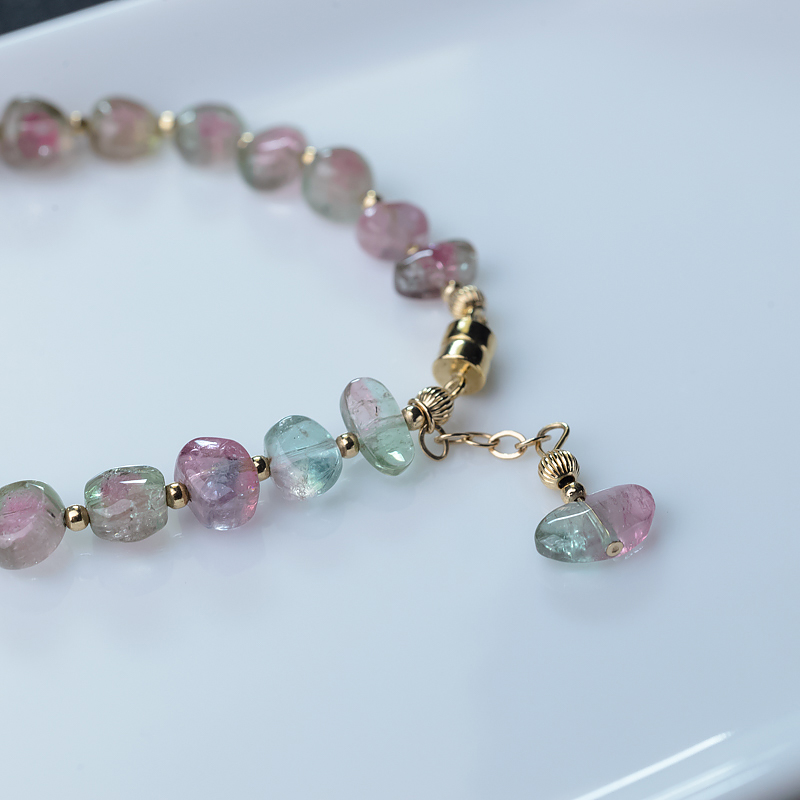 西瓜碧玺随形手链-红掌柜