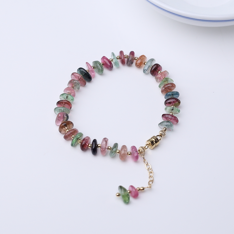 阿富汗多色碧玺随形手链-红掌柜