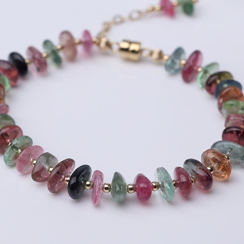 阿富汗天然多色碧玺手链-红掌柜