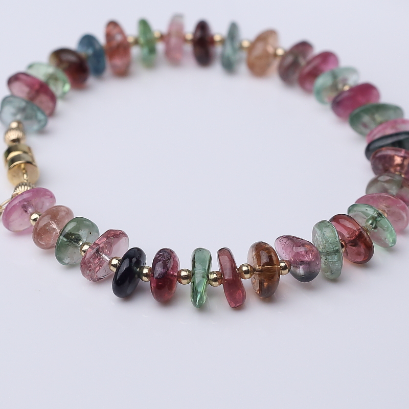 多色碧玺随形手链-红掌柜