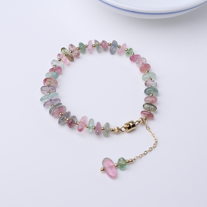 阿富汗多色碧玺随形手链-红掌柜