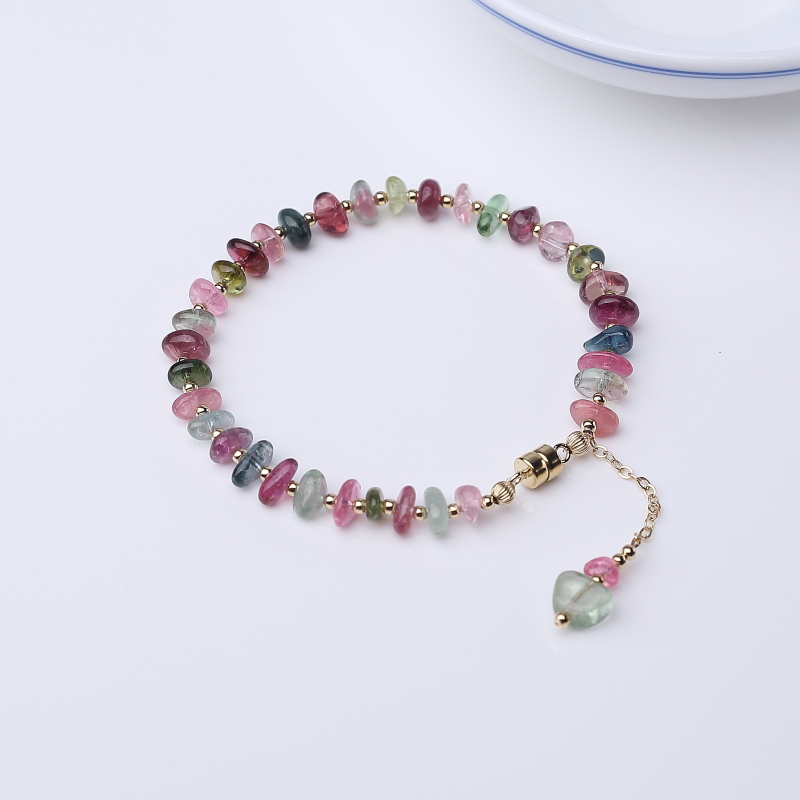 阿富汗多色碧玺随形手链-红掌柜