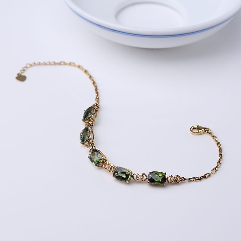 巴西天然绿色碧玺手链-红掌柜