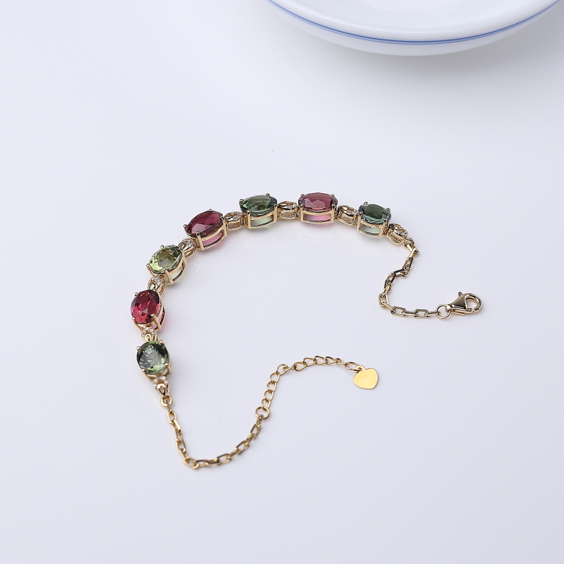 巴西天然双色碧玺手链-红掌柜