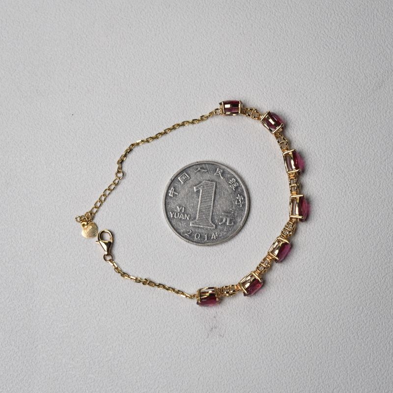 18K金镶钻碧玺手链-红掌柜