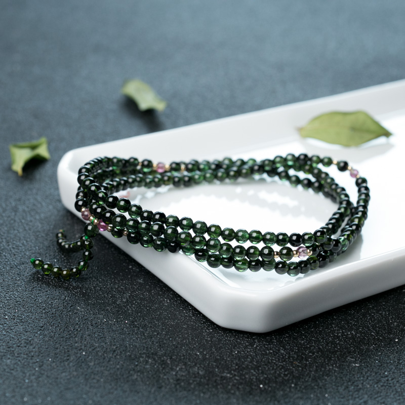 天然绿色碧玺多圈手串-红掌柜