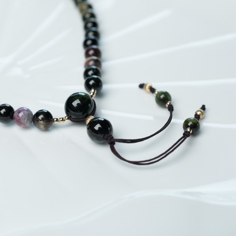 巴西天然多色碧玺108佛珠-红掌柜