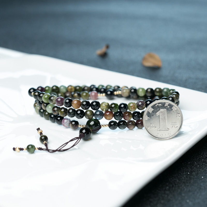 多色猫眼碧玺108佛珠-红掌柜