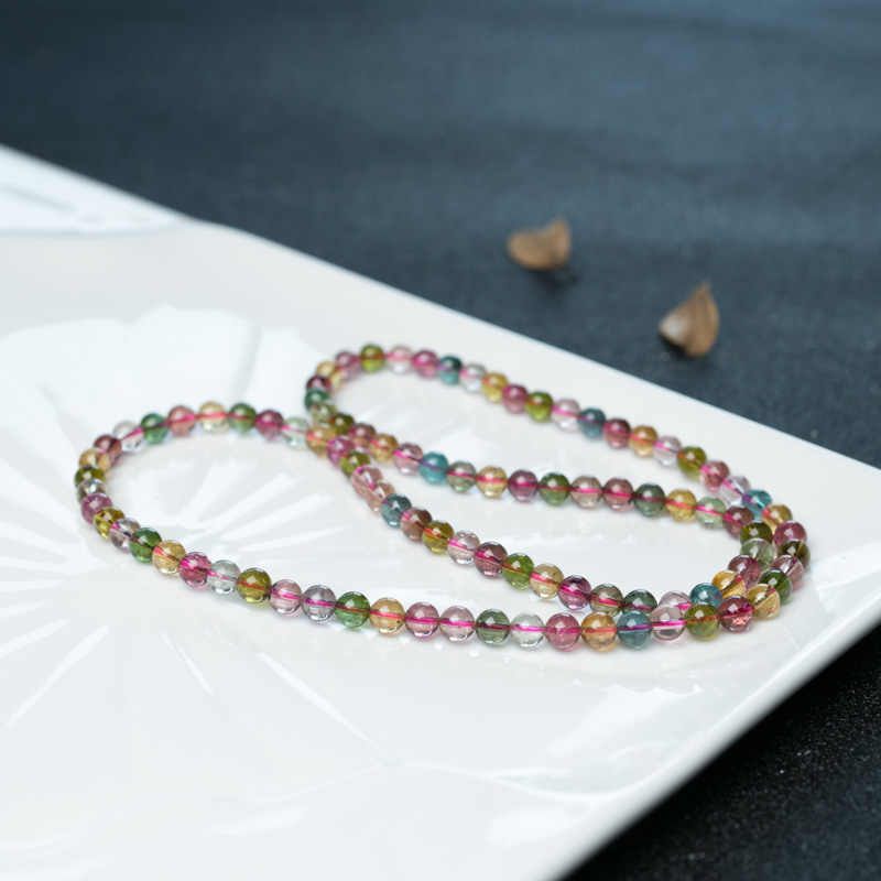 巴西天然碧玺多圈手串-红掌柜