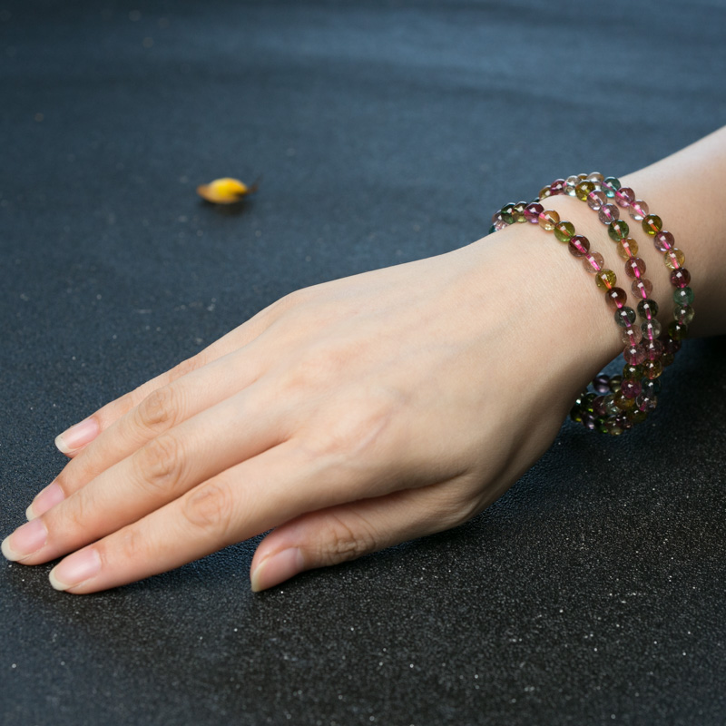 多色碧玺多圈手串-红掌柜