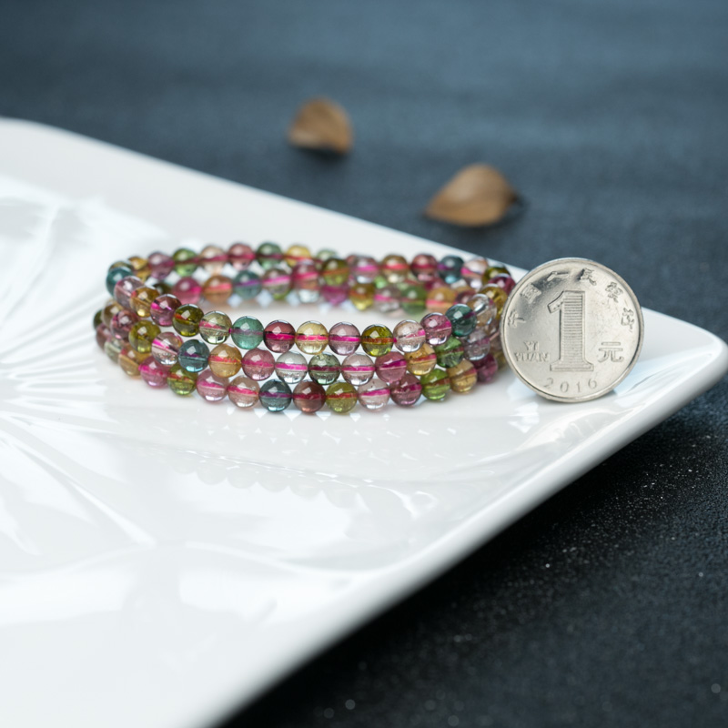 巴西多色碧玺手串-红掌柜