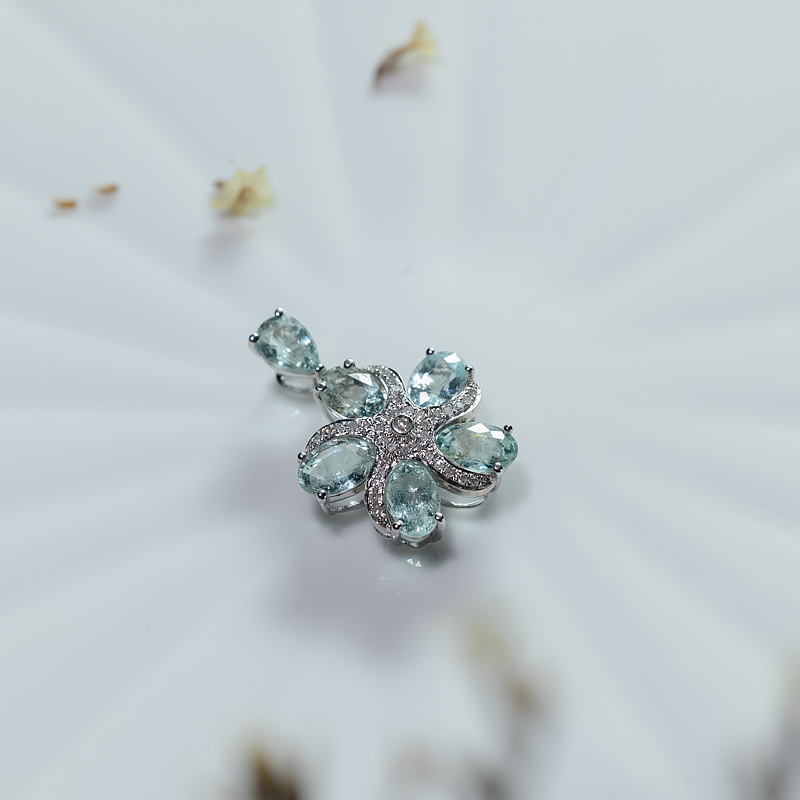 18K天然巴西帕拉伊巴碧玺吊坠-红掌柜