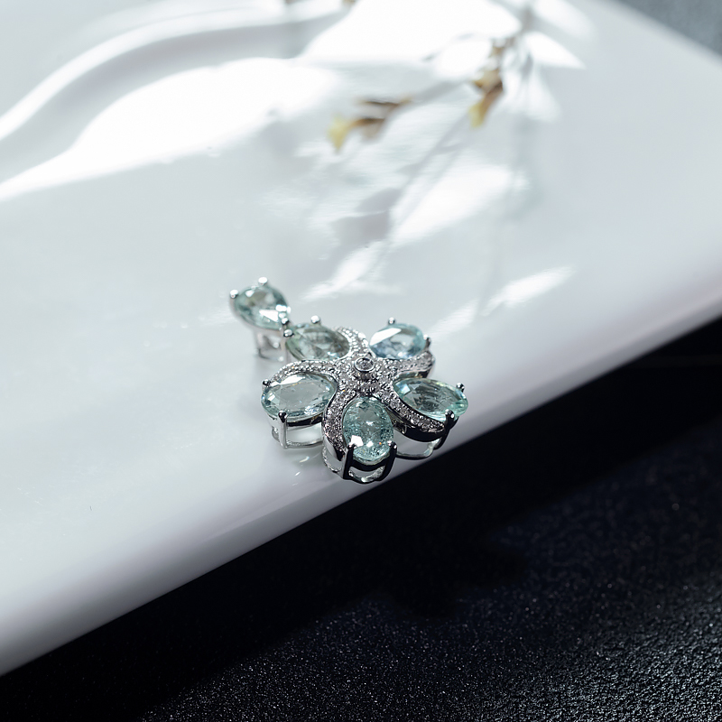 18K巴西蓝绿帕拉伊巴碧玺吊坠-红掌柜