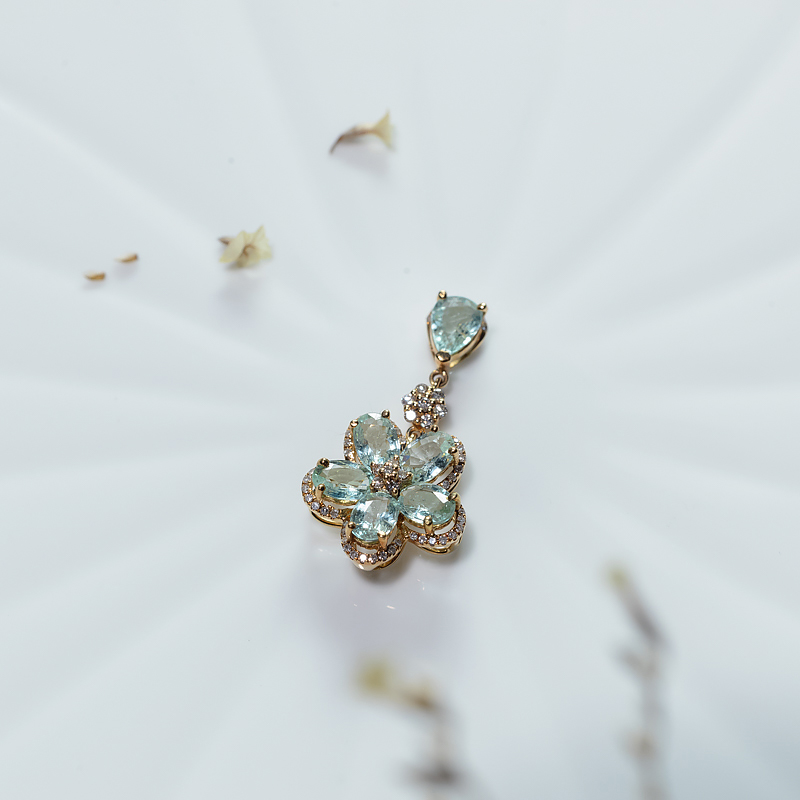 18K天然帕拉伊巴碧玺吊坠-红掌柜