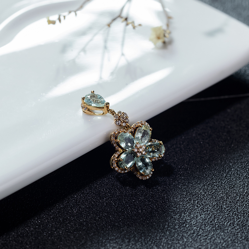 18K天然蓝绿帕拉伊巴碧玺吊坠-红掌柜