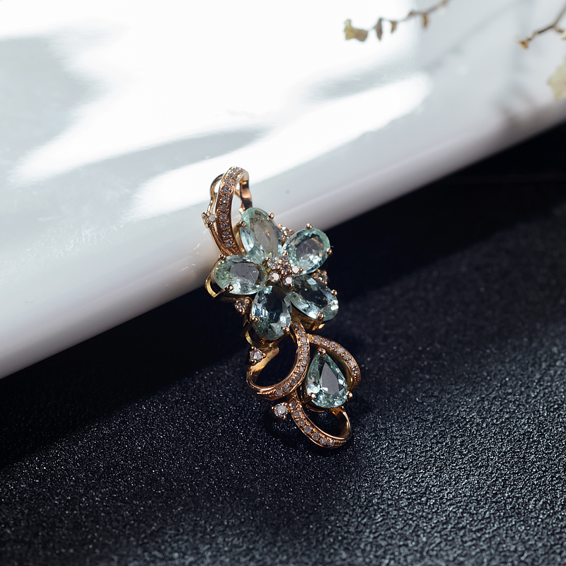 18K巴西蓝绿帕拉伊巴碧玺吊坠-红掌柜