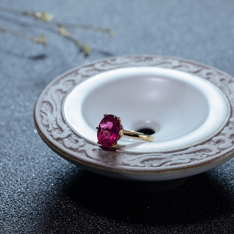18K玫红碧玺戒指-红掌柜