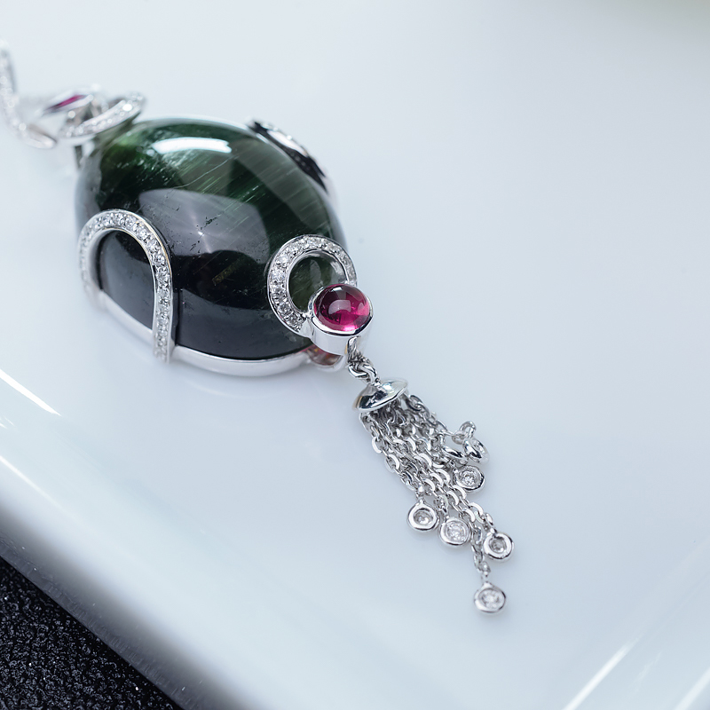 天然碧玺吊坠-红掌柜