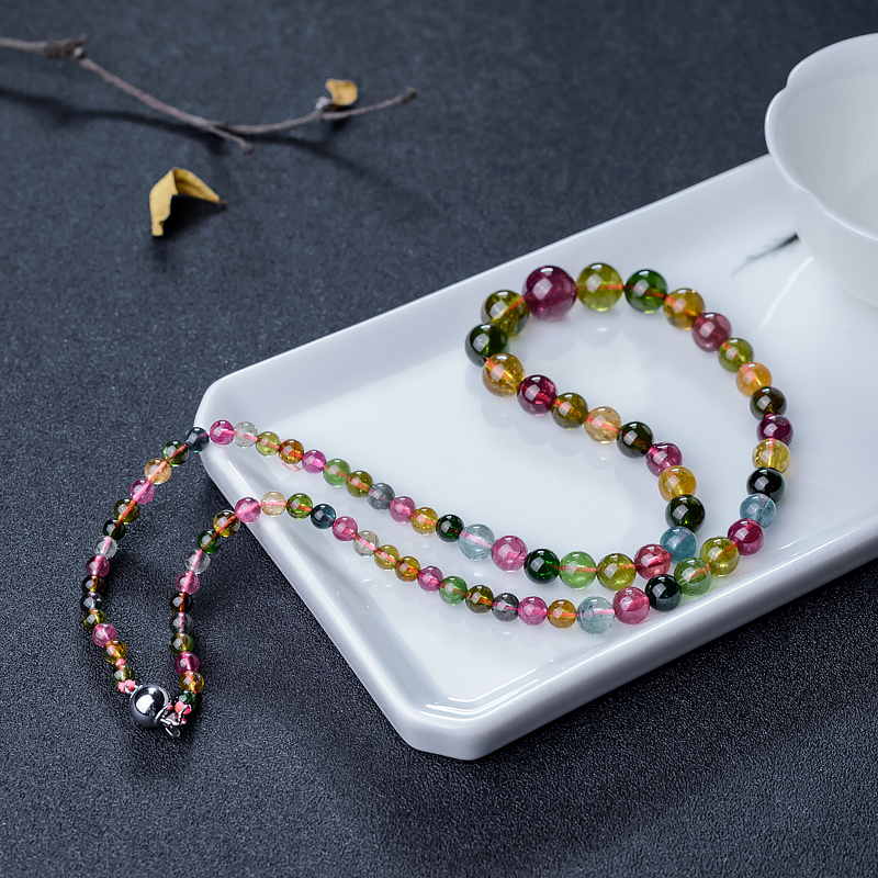 天然彩虹碧玺塔链-红掌柜