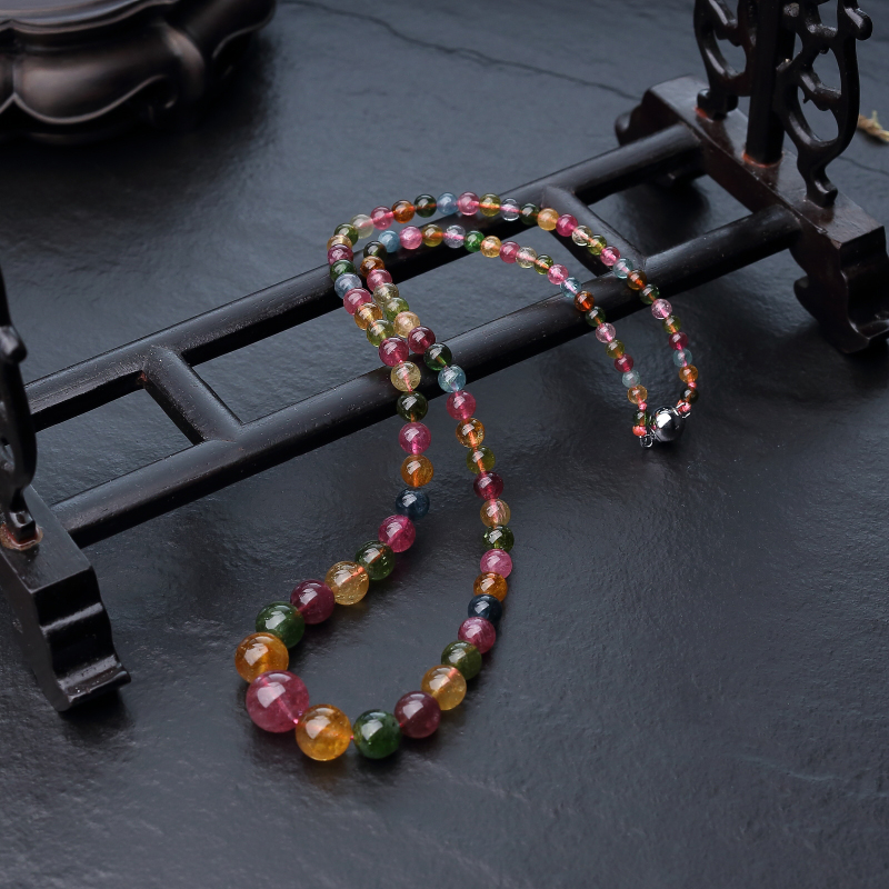 巴西天然彩虹碧玺塔链-红掌柜