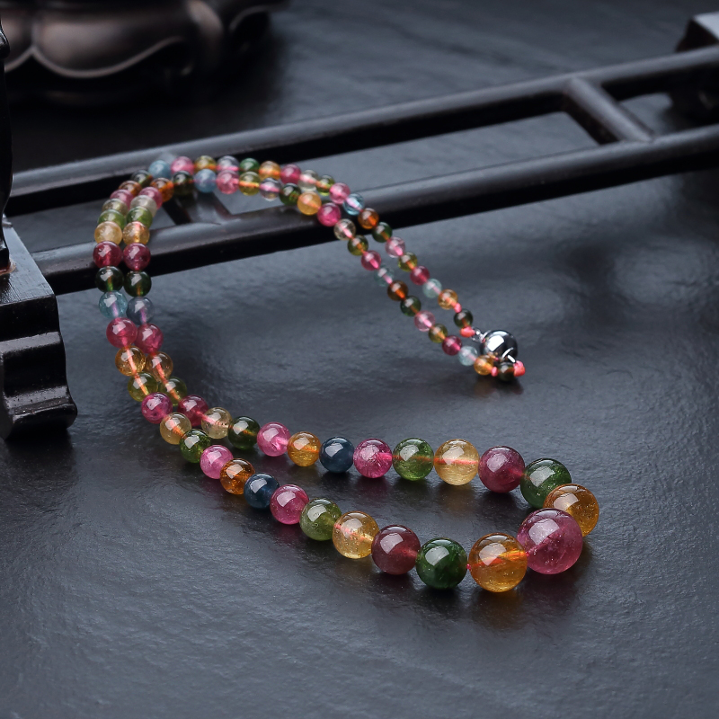 天然彩虹碧玺塔链-红掌柜