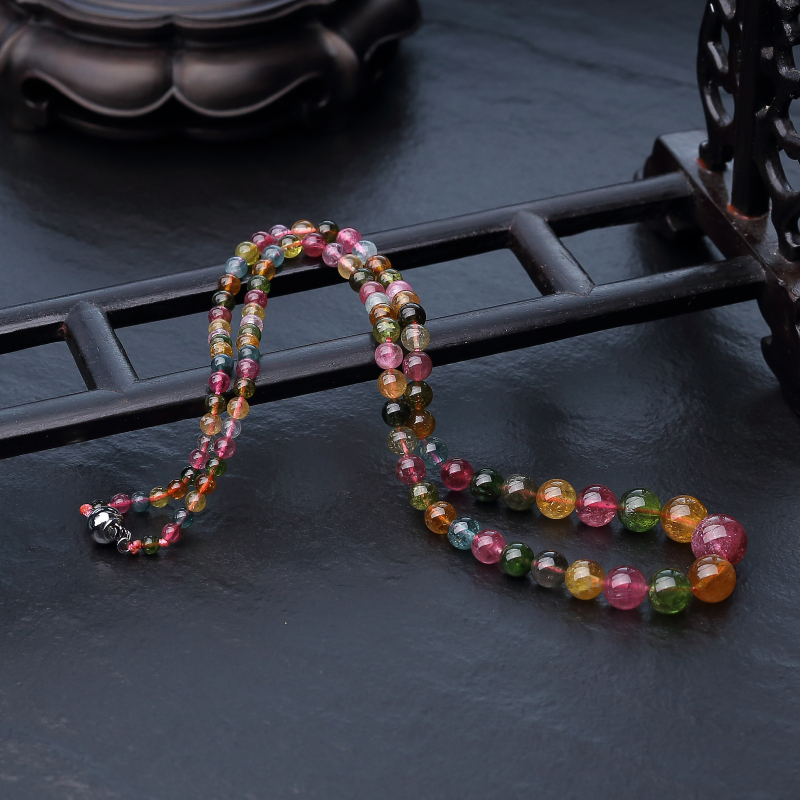 天然彩虹碧玺塔链-红掌柜