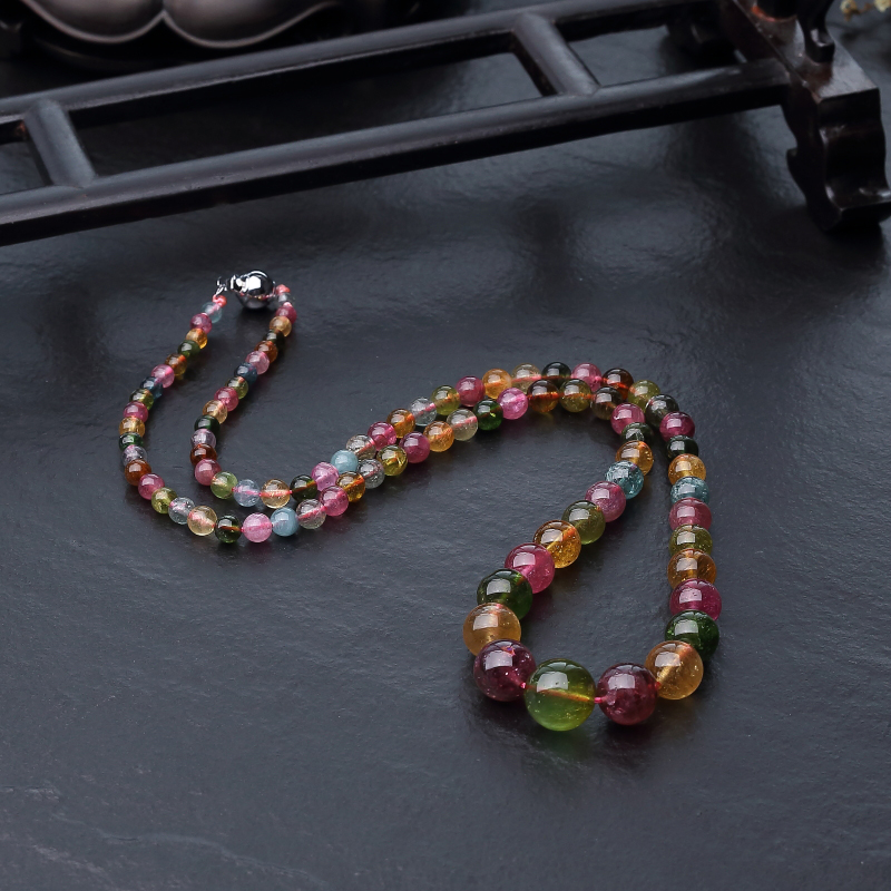 天然彩虹碧玺塔链-红掌柜