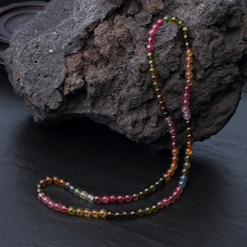 巴西天然彩虹碧玺多圈手串-红掌柜