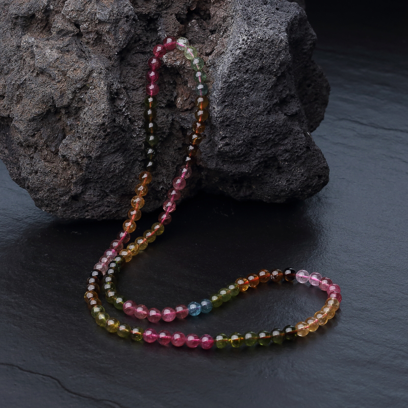 天然彩虹碧玺多圈手串-红掌柜