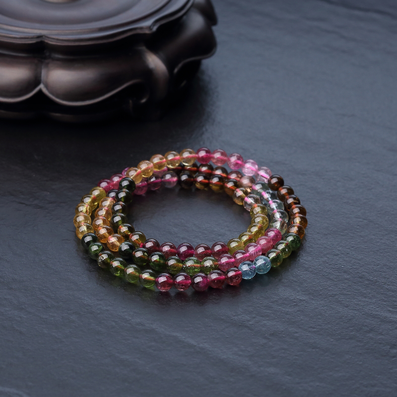 巴西彩虹碧玺多圈手串-红掌柜