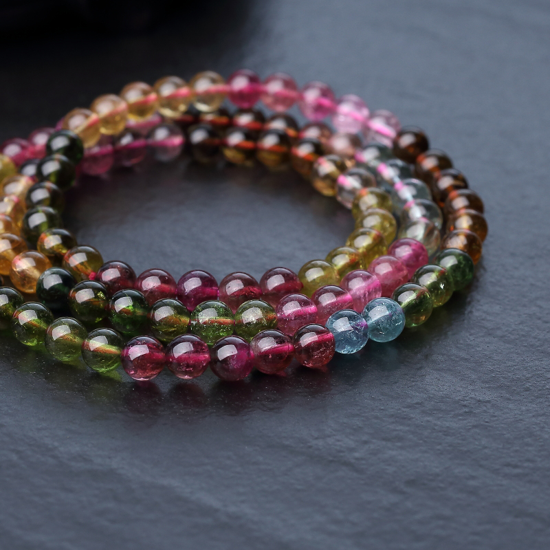 彩虹碧玺多圈手串-红掌柜