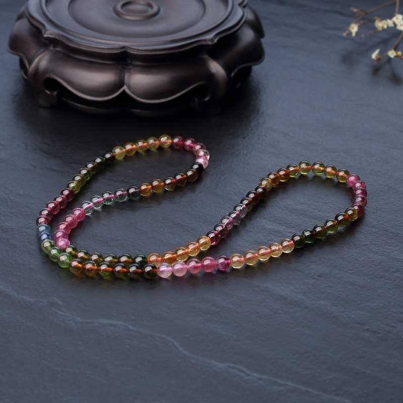 天然彩虹碧玺多圈手串-红掌柜